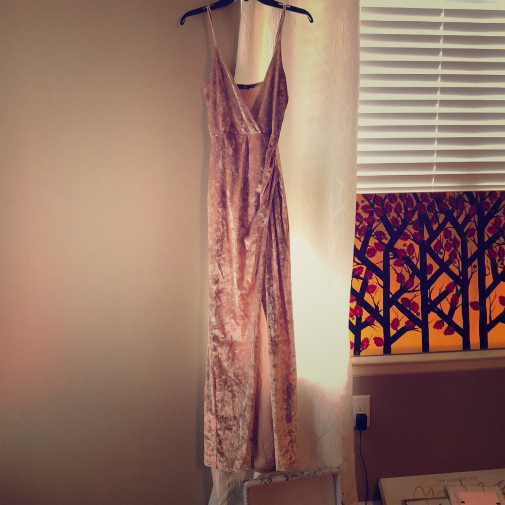Gold velvet dress
